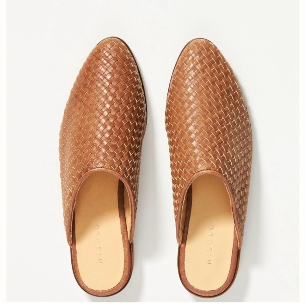 Nisolo Brown Woven Leather Mules